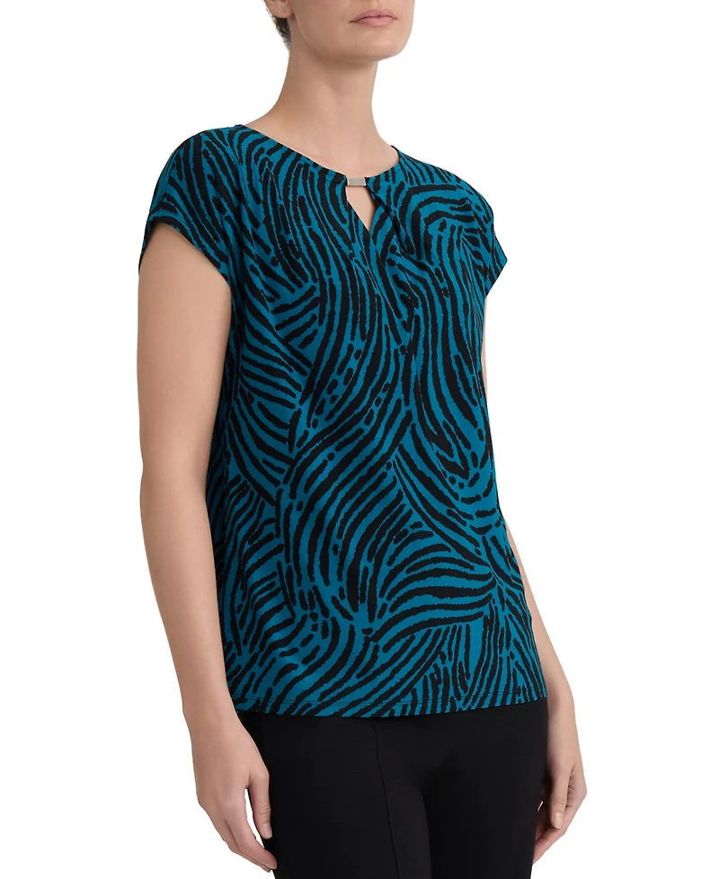 Kasper Women's Printed Diamond-Neck Blouse
