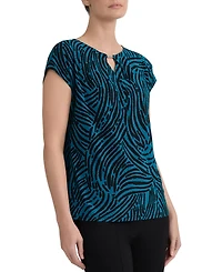 Kasper Women's Printed Diamond-Neck Blouse
