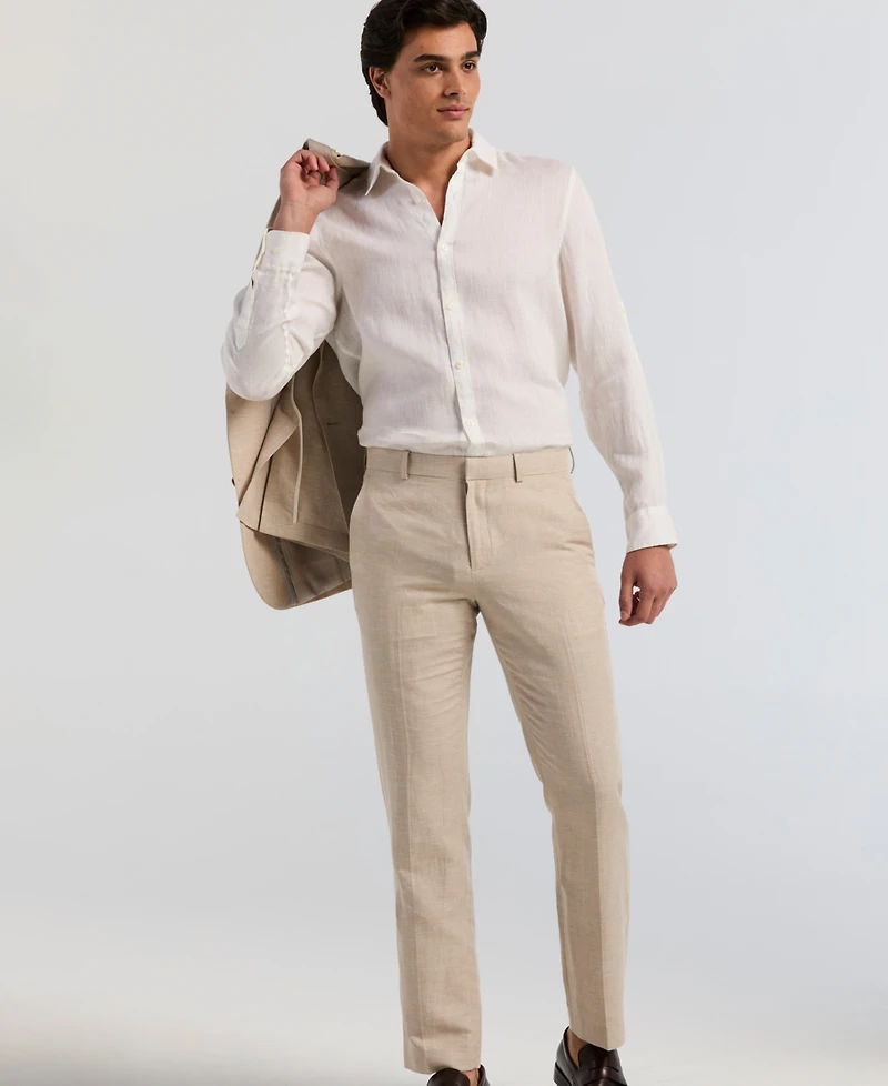 Perry Ellis Men's Classic-Fit Linen Blend Herringbone Pants