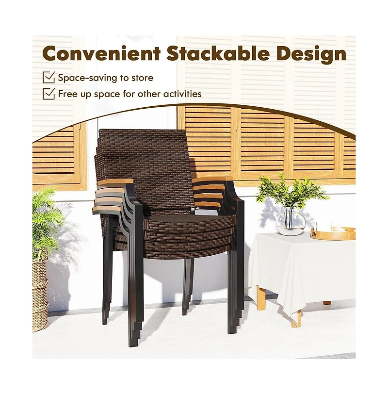 Cushry Patio Wicker Dining Chairs Set of 2
