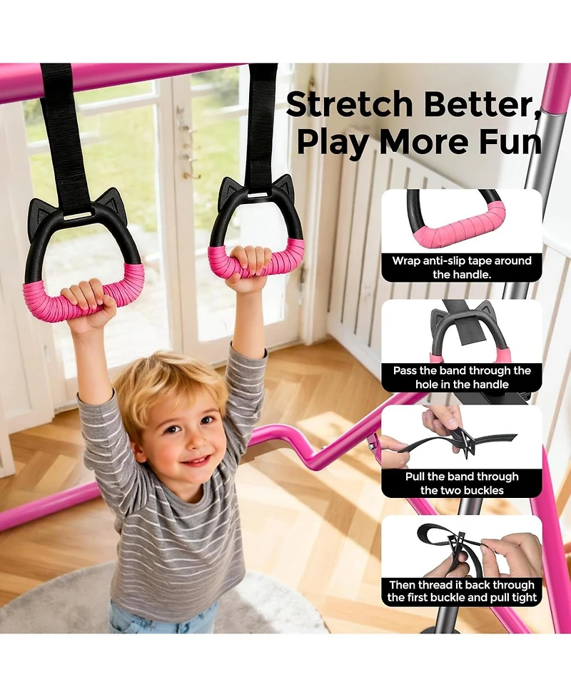 Gymnastics Bar for Kids, Adjustable Height Gymnastic Horizontal Bars, Folding Gymnastic Junior Training Kip Bar for Home