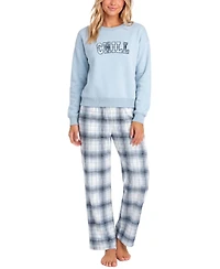 Roudelain Women's Plaid Flannel Top and Pants Pajama Set