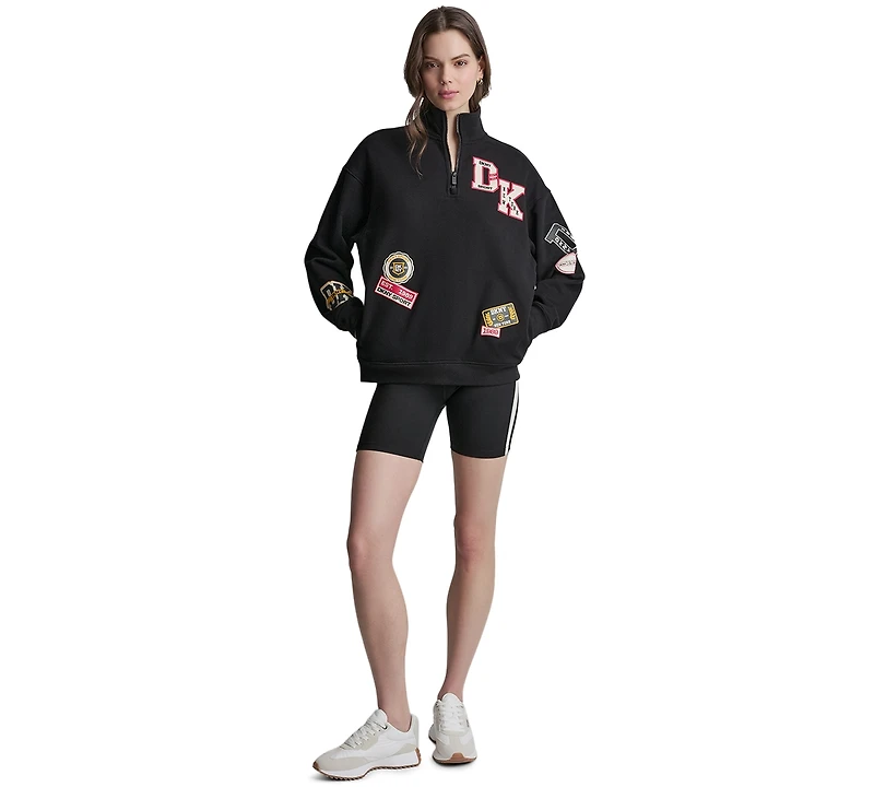 Dkny Sport Women's Campus Patch Quarter-Zip Sweatshirt