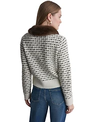 Bcbg Women's Long-Sleeve Faux Fur Collar Cardigan