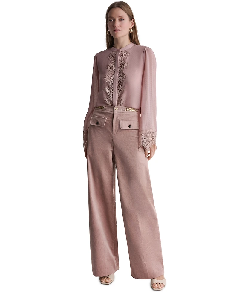 Bcbg Women's Corduroy Wide-Leg High-Waisted Pants