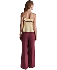 Bcbg Women's V-Neck Ruffle Front Contrast Trim Tank