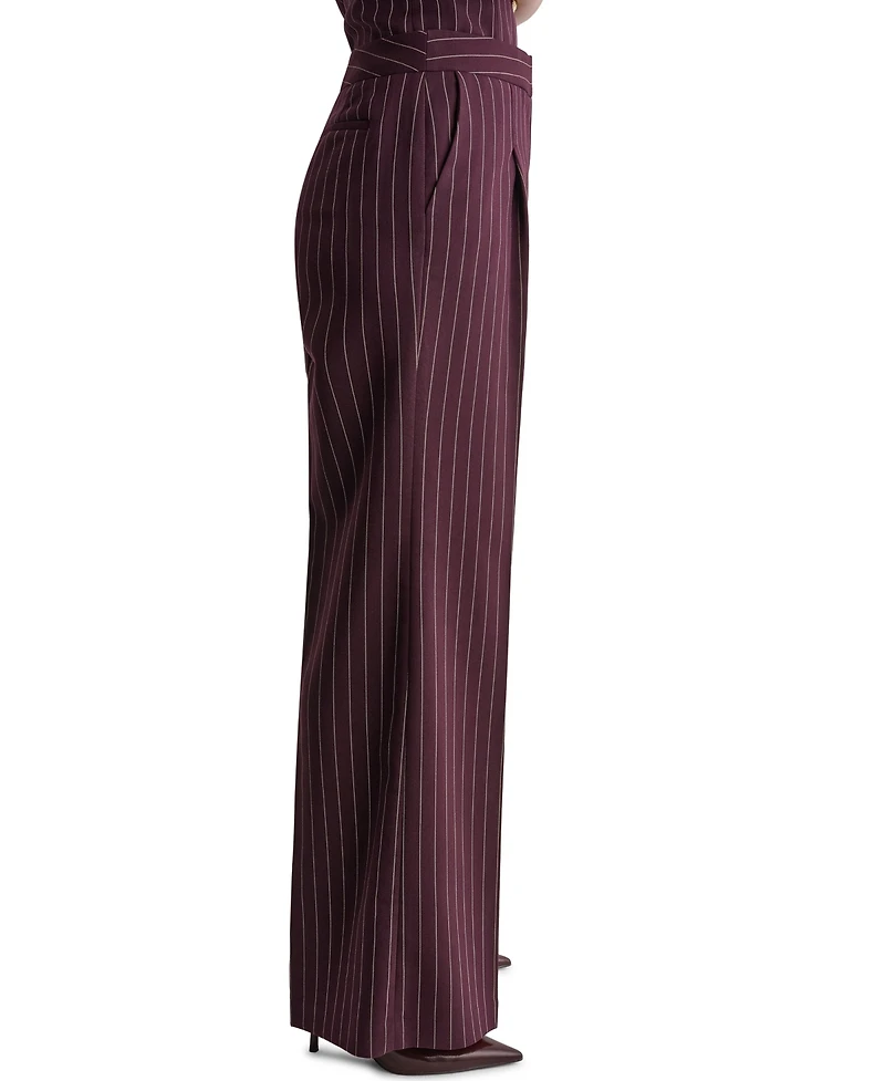 Bcbg Women's High-Rise Wide-Leg Pinstripe Pants