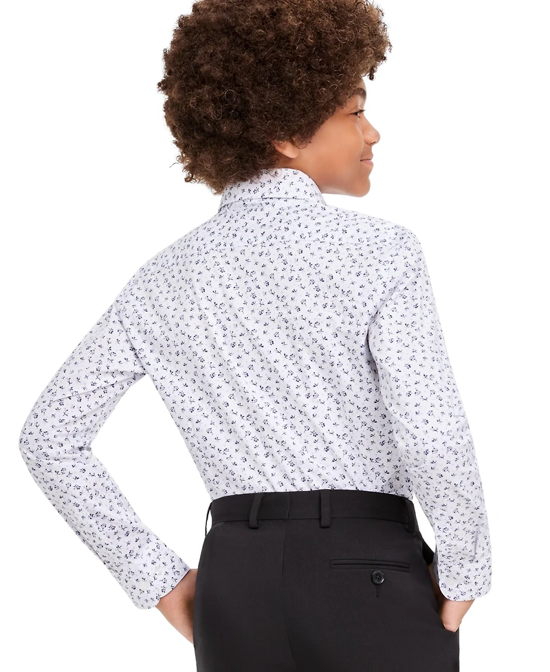 Kenneth Cole Reaction Boys' 4-20 Long-Sleeve Point-Collar Classic-Fit Cotton-Polyester Blend Dress Shirt