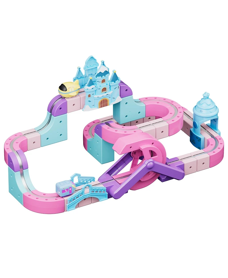 Contixo MT6 Princess Castle Magnetic Train Track 96-Piece Building Set with Rechargeable Motorized Train, Ages 3+