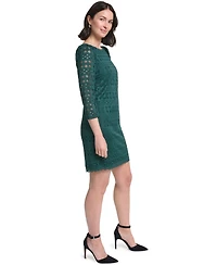 Jessica Howard Petite Lace Shift Boat Neck 3/4-Sleeve Dress