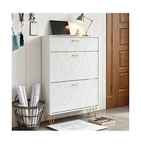 Slickblue Freestanding Shoe Organizer Cabinet with 3 Flip Drawers for Entryway