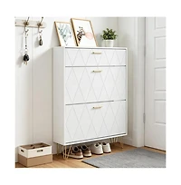 Slickblue Freestanding Shoe Organizer Cabinet with 3 Flip Drawers for Entryway