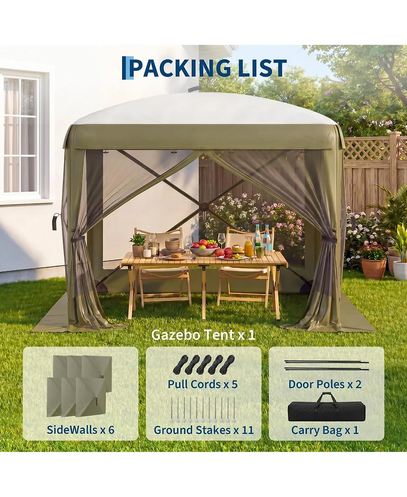 Maxsa 8' x 8' Pop-Up Gazebo Canopy, 300D Oxford Fabric with B3 Mesh, Steel Frame, Removable Wind Panels, Carry Bag