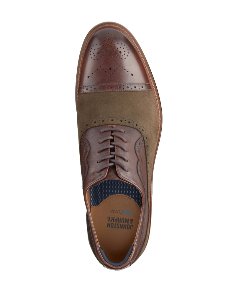 Johnston & Murphy Men's Conard 2.0 Cap Toe Leather and Suede Oxford