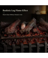 Gaomon 26 Inch Electric Fireplace Logs, 1500W Fireplace Heater with Wood Log Style, Single Flame, 3 Brightness Levels, Remote Control, Steel Abs, 120V