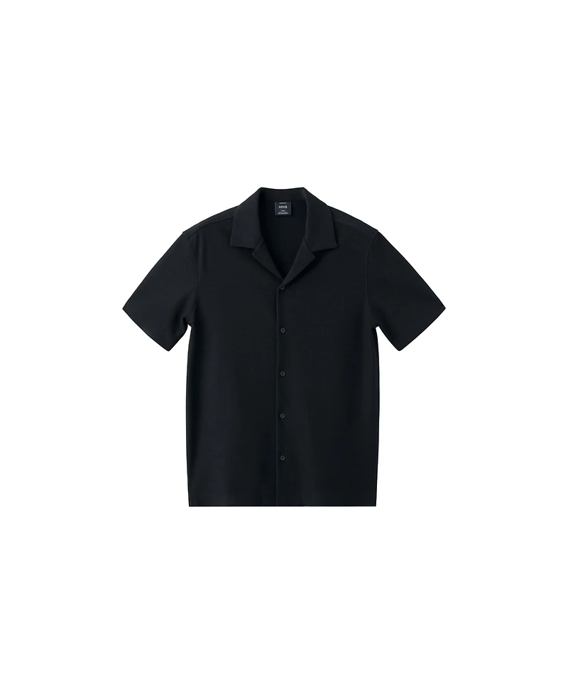 Mango Men's Short-Sleeve Textured Cotton-Blend Shirt