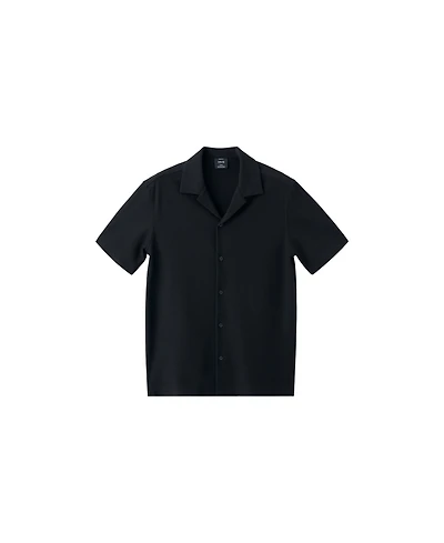 Mango Men's Short-Sleeve Textured Cotton-Blend Shirt