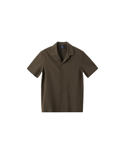 Mango Men's Short-Sleeve Textured Cotton-Blend Shirt