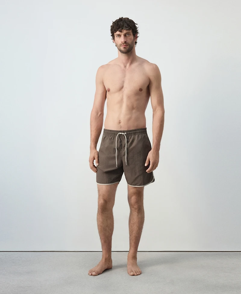 Mango Men's Basic Drawstring Straight-Fit Swim Trunks, 6.1" Inseam