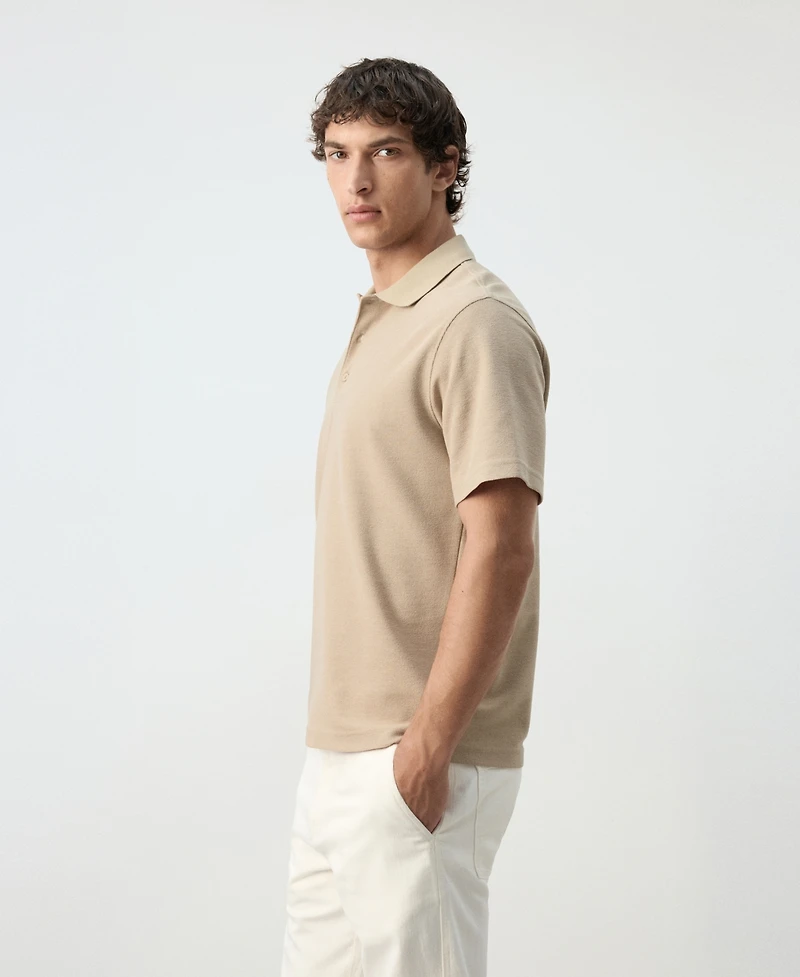 Mango Men's Essentials Slim-Fit Pique Cotton-Blend Polo Shirt