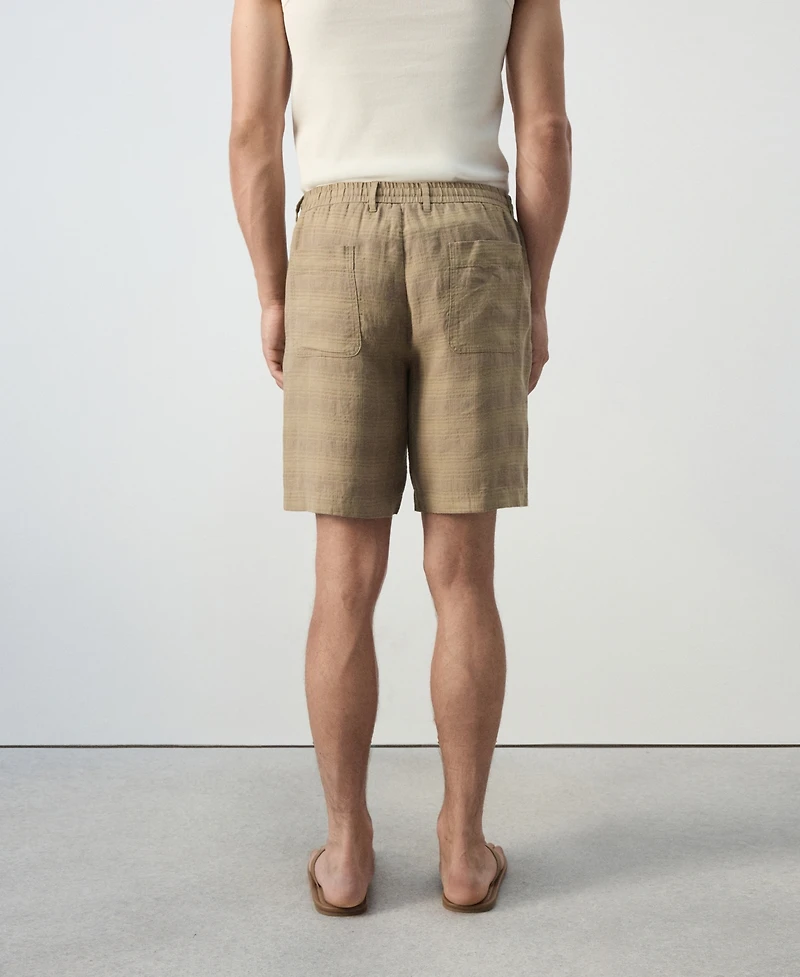 Mango Men's Check Linen-Blend Straight-Fit Bermuda Shorts, 8.54" Inseam