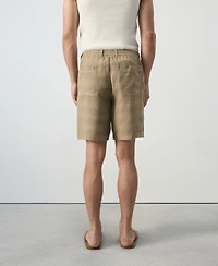 Mango Men's Check Linen-Blend Straight-Fit Bermuda Shorts, 8.54" Inseam