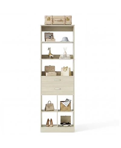 Aheaplus Small Wood Closet Organizer with Drawers and Storage Cubic for Bedroom