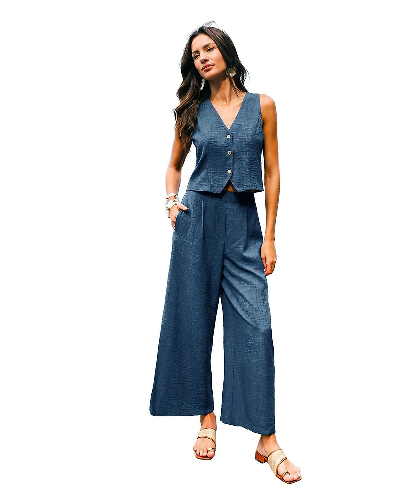 Cupshe Women's Elegant Cropped Vest Trousers Set