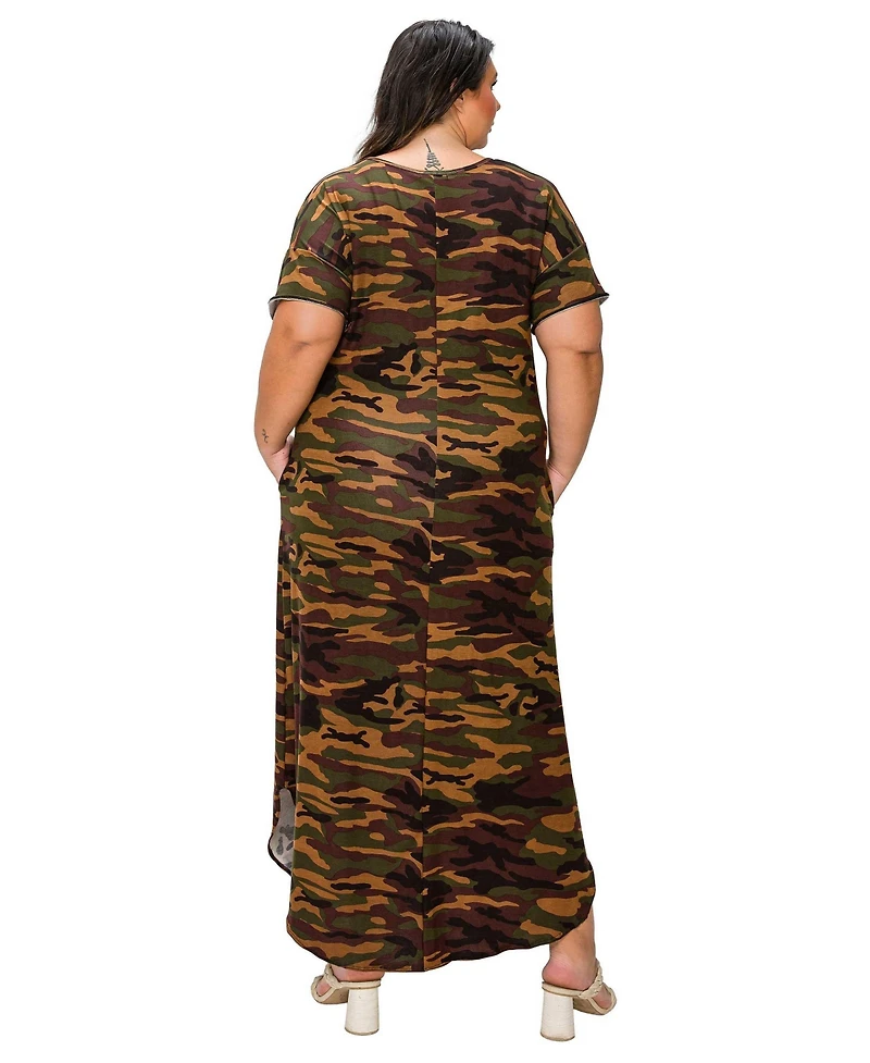 L I V D Plus Katt Camo Pocket Maxi Dress