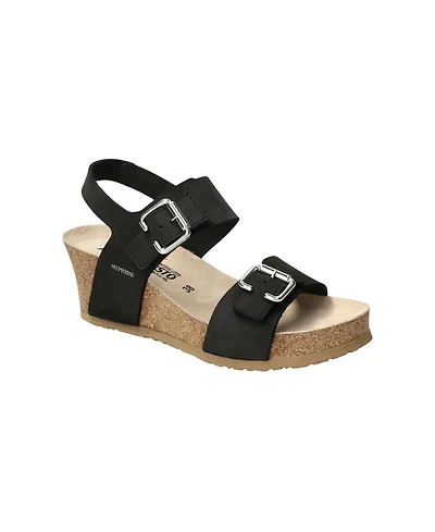 Mephisto Women's Lissandra Black Sandalbuck Platform Wedge Sandal