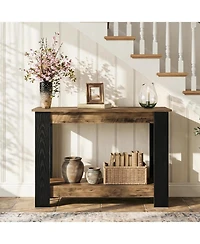 Tribesigns 41" Industrial Console Table for Entryway, 2-Tier Narrow Sofa Table with Wood Finish, Modern Farmhouse Accent Furniture