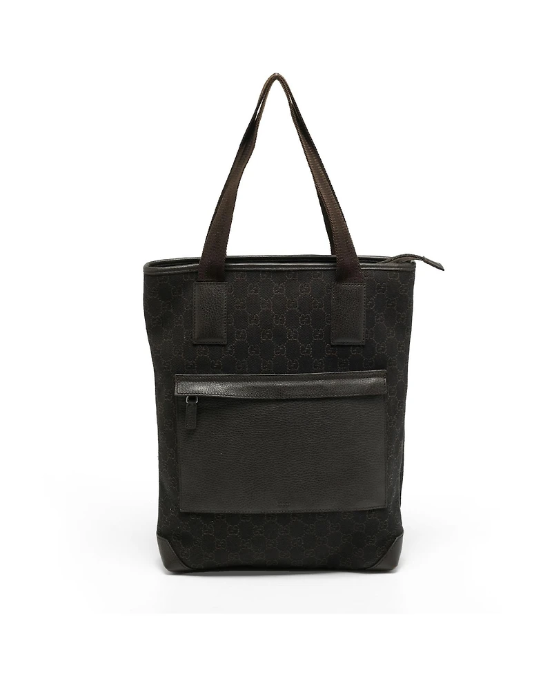 Pre-Owned Gucci Women's Gg Denim and Leather Vertical Tote Bag