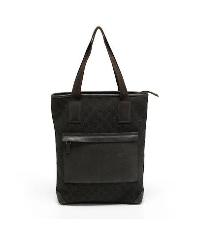 Pre-Owned Gucci Women's Gg Denim and Leather Vertical Tote Bag