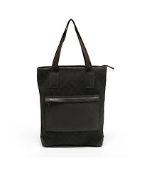 Pre-Owned Gucci Women's Gg Denim and Leather Vertical Tote Bag