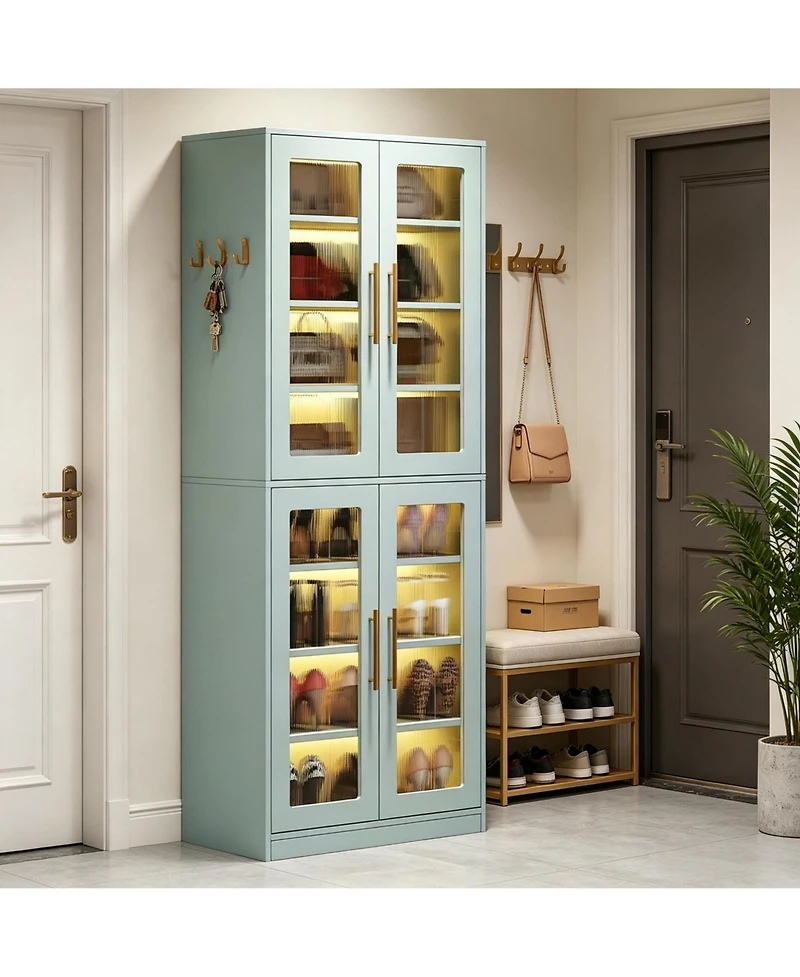 Slickblue 4 Door Shoe Storage Cabinet for Entryway Hallway Organization
