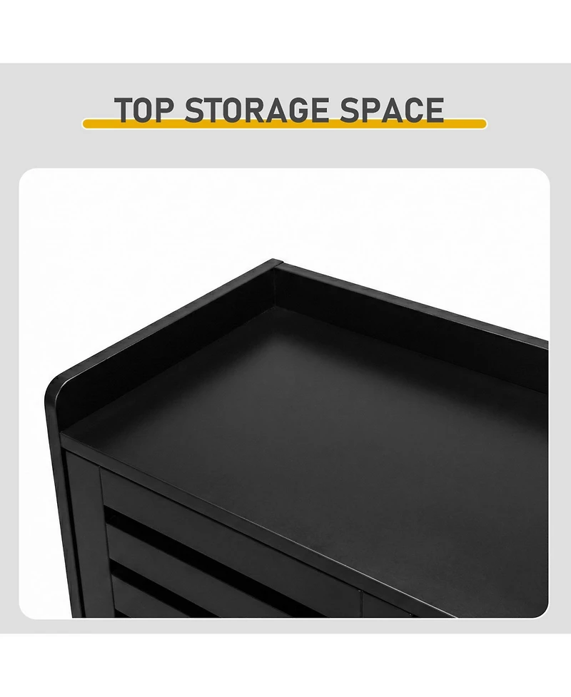 Slickblue Freestanding Shoe Cabinet with 2 Doors and 5 Open Storage Cubbies