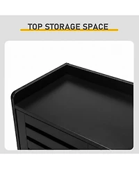 Slickblue Freestanding Shoe Cabinet with 2 Doors and 5 Open Storage Cubbies