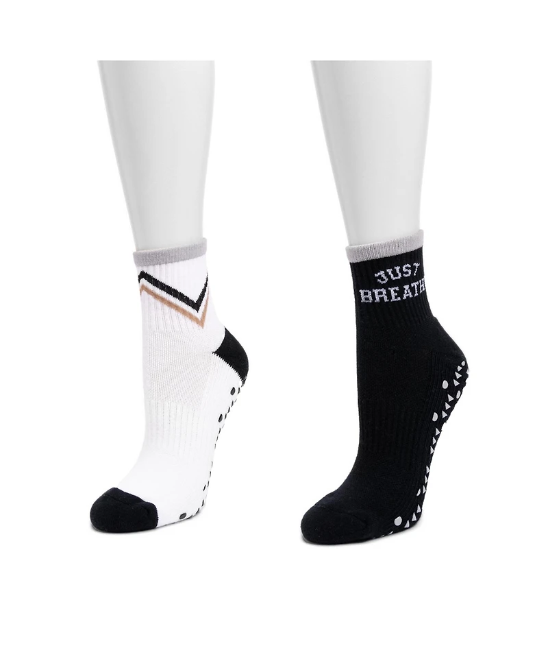 Muk Luks Women's Studio Socks 2 Pair Pack Quarter Crew
