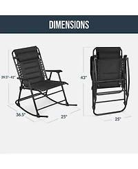 Best Choice Products Padded Folding Zero Gravity Rocking Chair with Headrest, Outdoor Camp