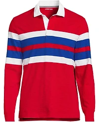 Lands' End Men's Long Sleeve Lightweight Slub Rugby Polo