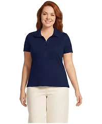 Lands' End Plus Short Sleeve Micro Rib Woven Collar Polo