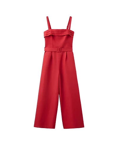 Mango Women's Belt Linen Jumpsuit