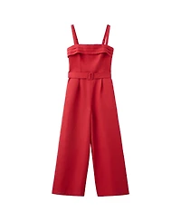 Mango Women's Belt Linen Jumpsuit