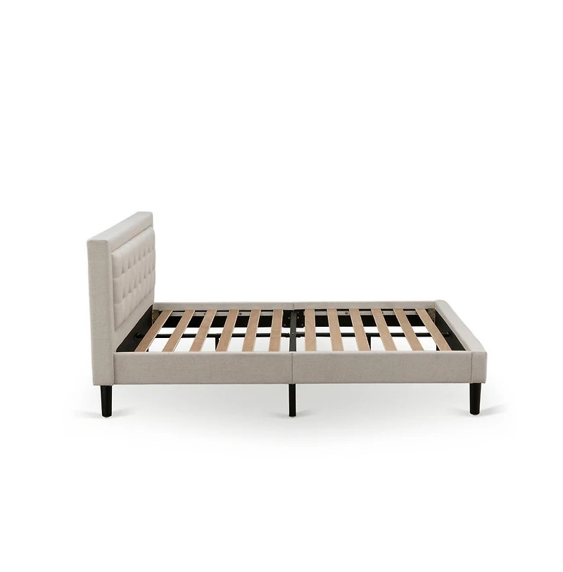 East West Furniture 2-Piece Fannin Bedroom Furniture Set with Queen Bed and a Modern End Table