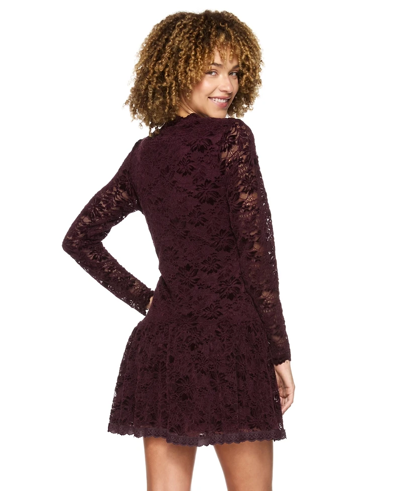 Alex & Sophia Juniors' A-Line Lace V-Neck Dress