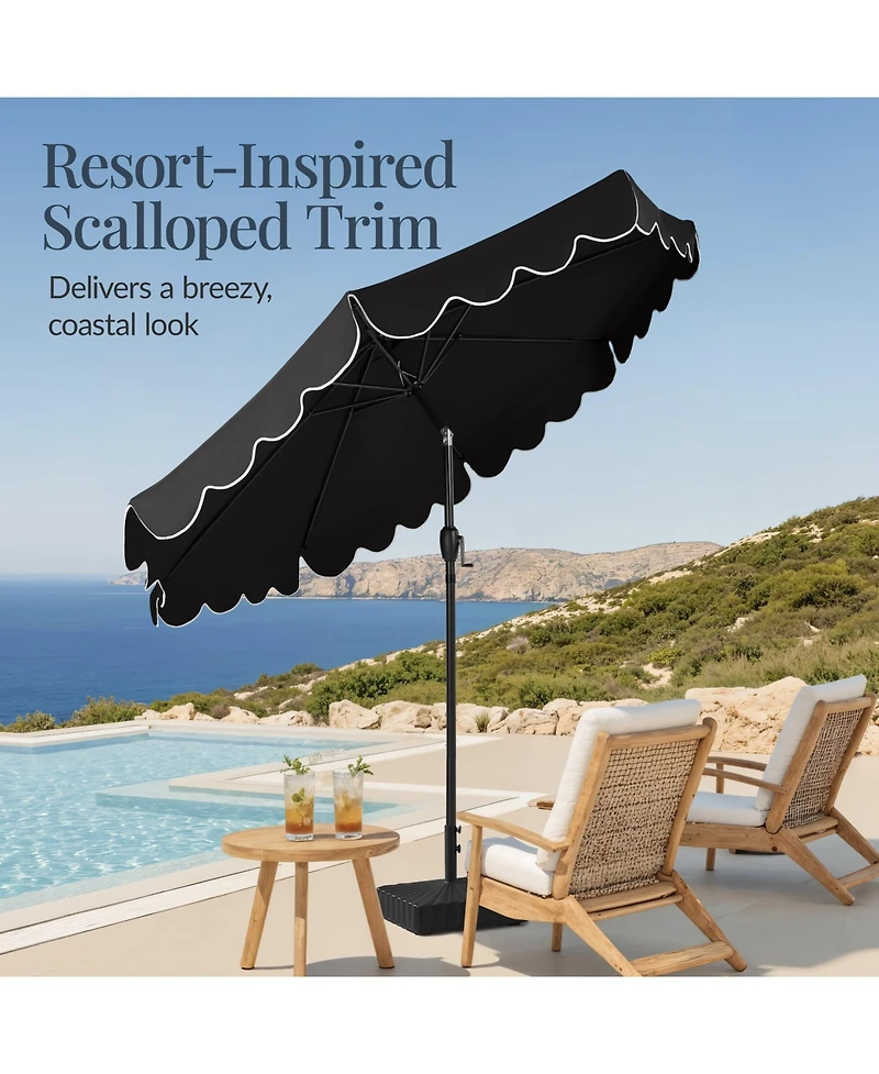 Best Choice Products 9ft Patio Market Umbrella with Scallop Trim, Fade-Resistant, Crank and Tilt, Wind Vent