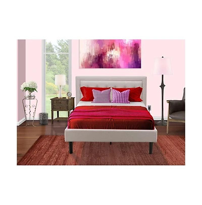 East West Furniture FN08F-1VL07 2-Piece Fannin Full Size Bedroom Set with 1 Mid Century Bed and a Modern Nightstand