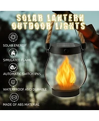 Cushry Solar Lantern Outdoor Lights Large Waterproof Flickering Flame Solar Lantern for Yard Garden Patio Hanging Tabletop Decor ( Pieces