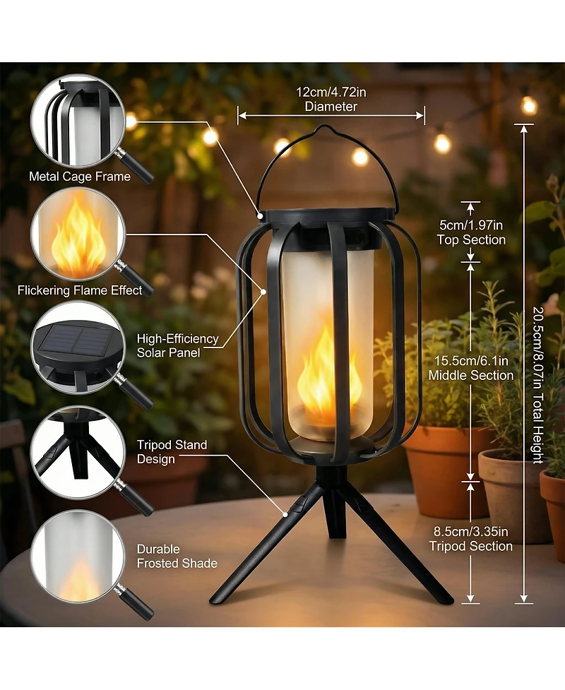 Cushry Solar Lanterns Outdoor Waterproof Hanging Solar Lantern Flickering Flame Solar Lights for Garden Patio Yard Decor (3Pieces)