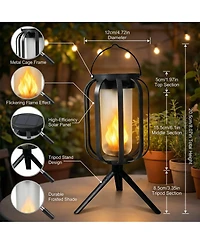 Cushry Solar Lanterns Outdoor Waterproof Hanging Solar Lantern Flickering Flame Solar Lights for Garden Patio Yard Decor (3Pieces)